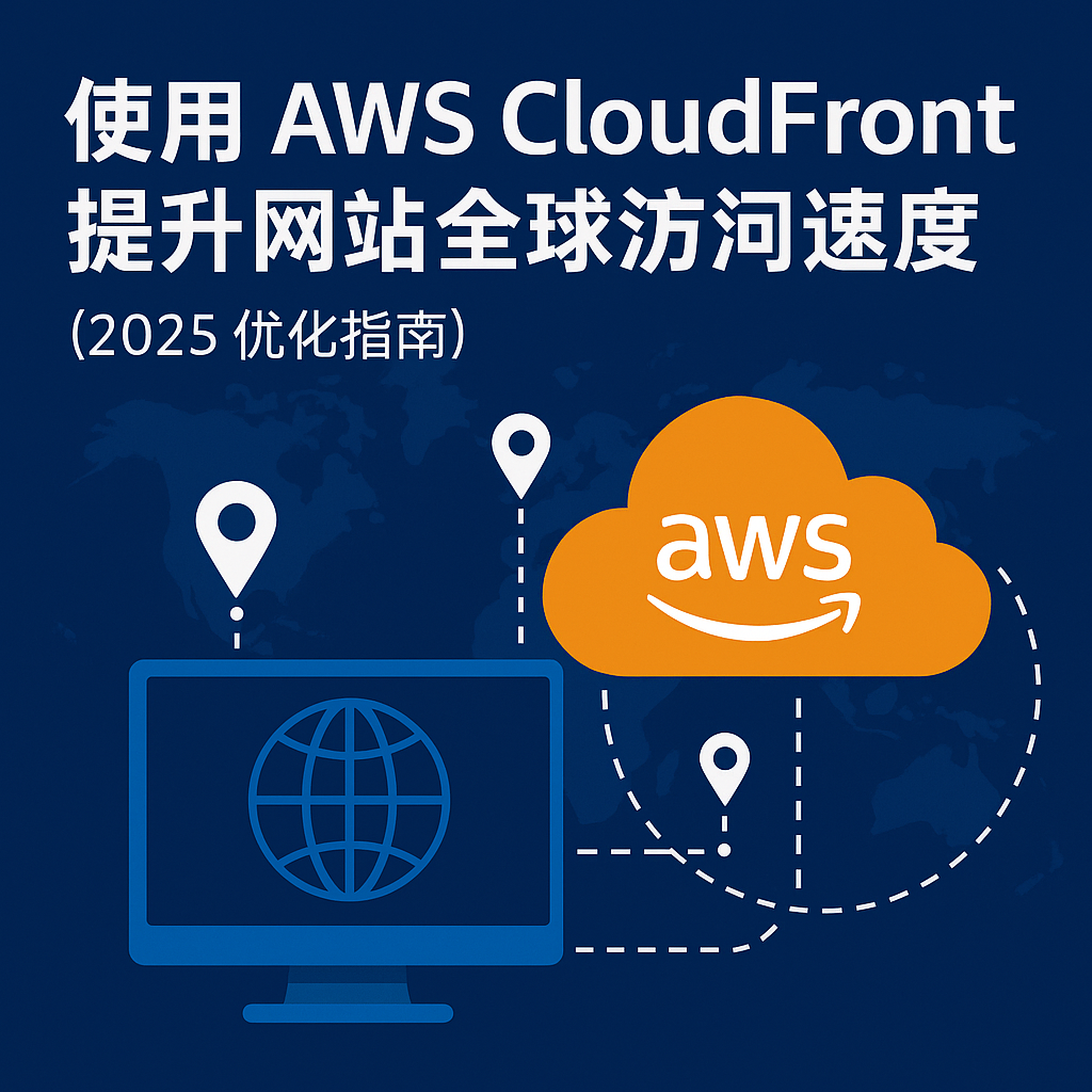 使用 AWS CloudFront 提升网站全球访问速度的封面图,展示全球加速节点与网页加载优化效果。