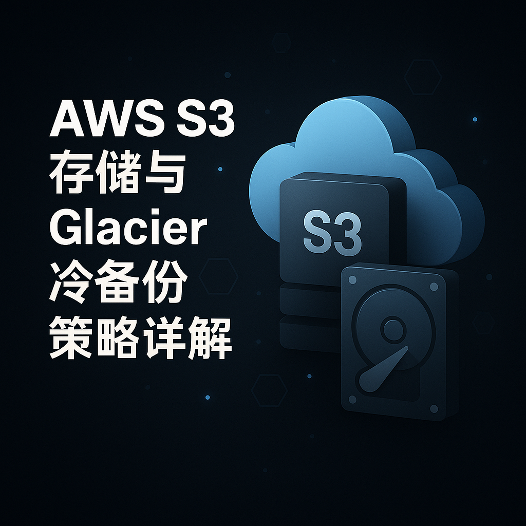 AWS S3 存储与 Glacier 冷备份策略封面图,展示云存储与数据归档概念