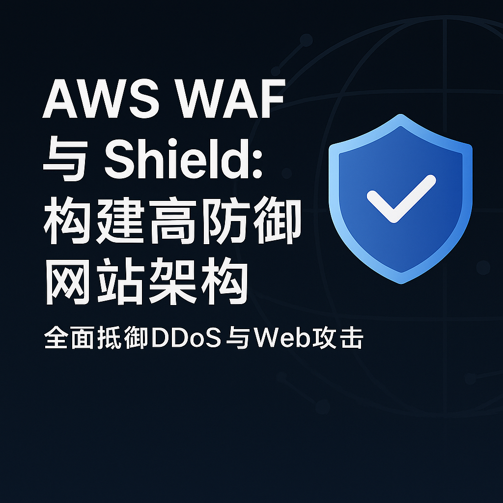 AWS WAF 与 Shield 构建高防御网站架构封面图,展示网站防护与DDoS防御的云安全解决方案。