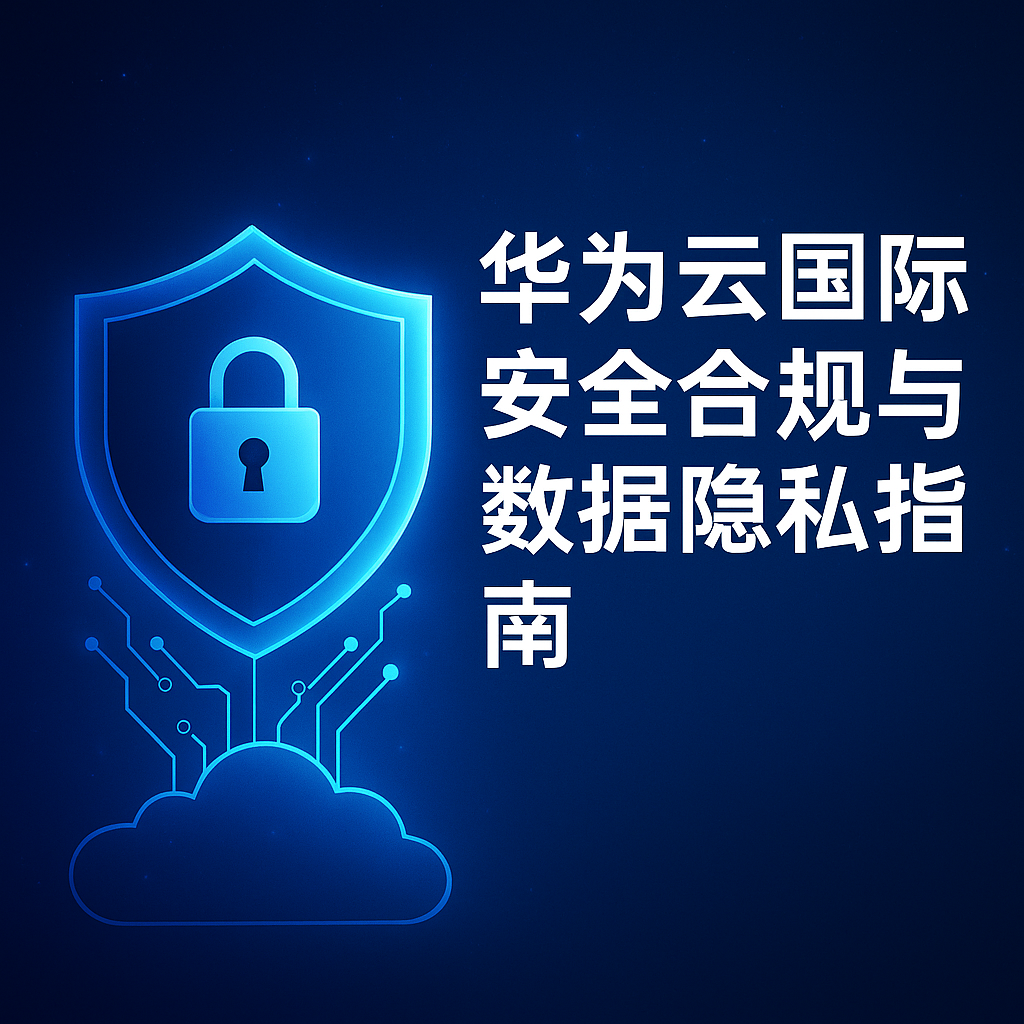 华为云国际安全合规与数据隐私指南封面图，展示云安全盾牌与数据保护主题