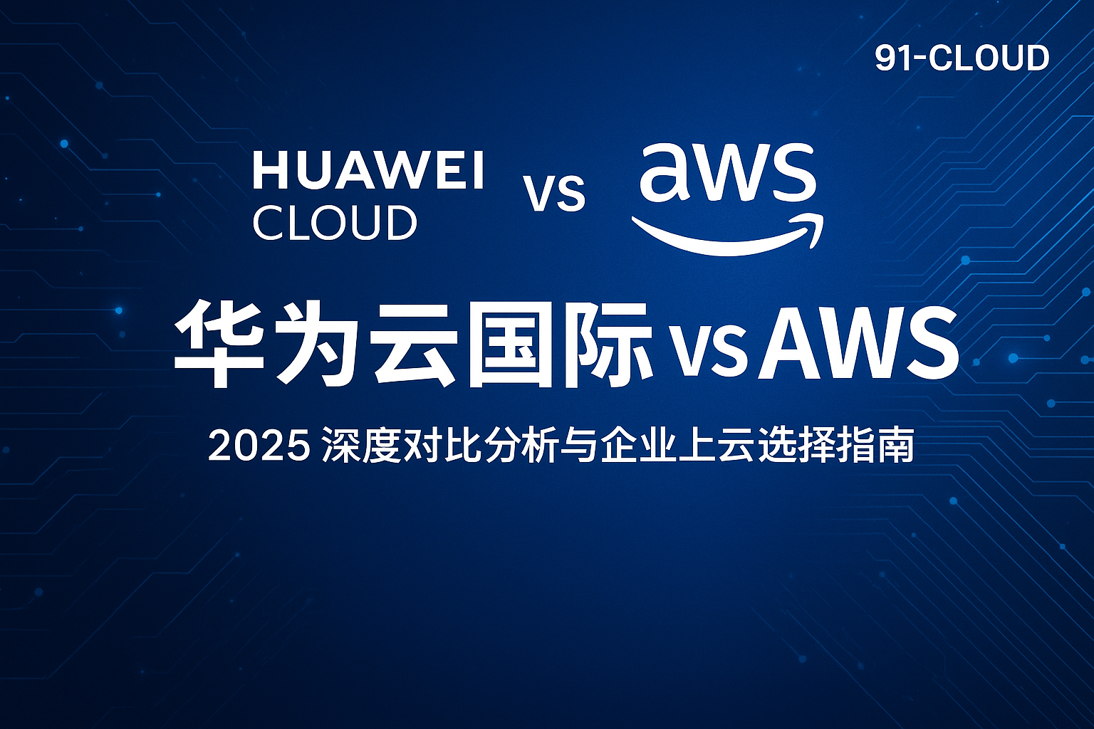 华为云国际 vs AWS 对比封面图，展示两大云服务商的性能与价格分析