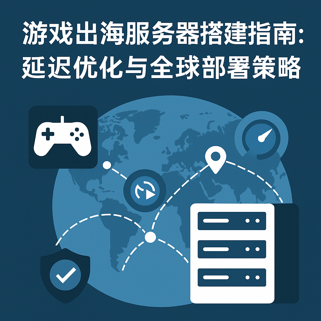游戏出海全球服务器部署示意图、游戏延迟优化架构图、全球节点加速与服务器布局封面图
