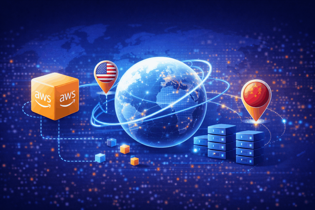 AWS Global Accelerator 跨境加速封面图，展示通过 AWS 全球骨干网络提升跨区域访问速度与网络稳定性的企业级应用场景