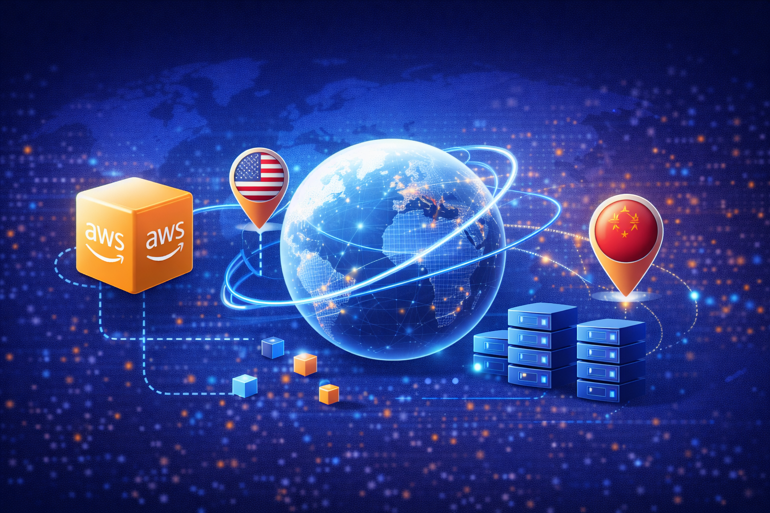AWS Global Accelerator 跨境加速封面图，展示通过 AWS 全球骨干网络提升跨区域访问速度与网络稳定性的企业级应用场景