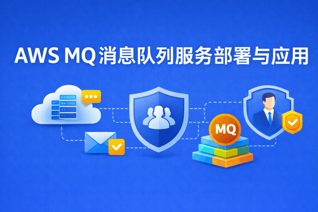 AWS MQ 消息队列服务部署与应用封面图,展示 Amazon MQ 在企业级架构中用于消息解耦、异步处理与系统可靠性的典型应用场景
